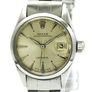 ROLEX Oyster Perpetual Date 6516 Steel Automatic Ladies Watch Vintage